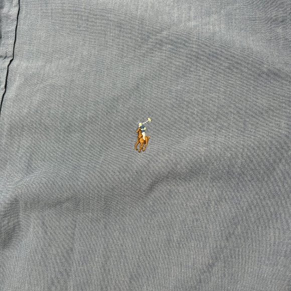 Polo Ralph Lauren Shirt Mens 3XL Tall Blue Button Up Chambray Short Sleeve Solid - Picture 6 of 7
